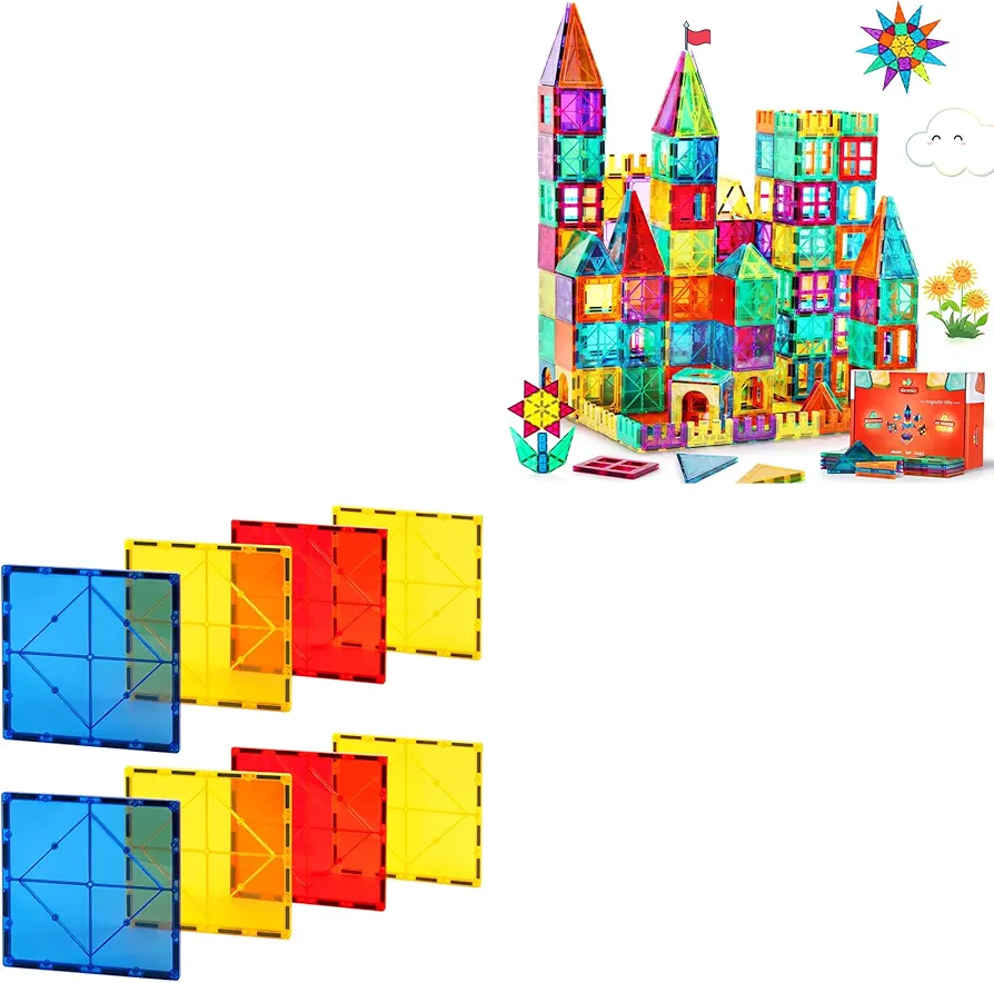 Gemmicc 63 PCS + 8 Large PCS Magnetic Tiles Set