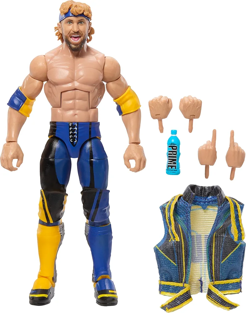 ​WWE Top Picks Elite Action Figure & Accessories Set, Logan Paul 6-inch Collectible with Swappable Hands, Ring Gear & 25 Articulation Points​