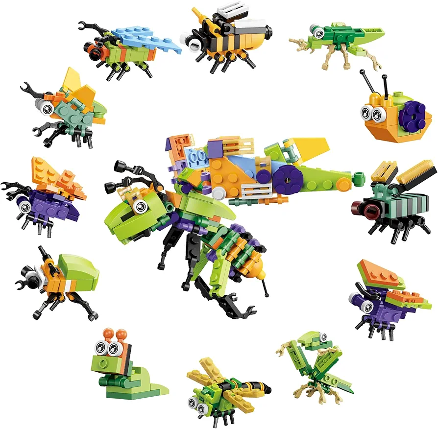 JMBricklayer Party Favors for Kids,12 in 1 Animals Building Blocks Sets for Boys Girls, Mini Insect Animals Toys for Kids, Goodie Bags Fillers Stocking Stuffers, Birthday Easter Gifts for Kids