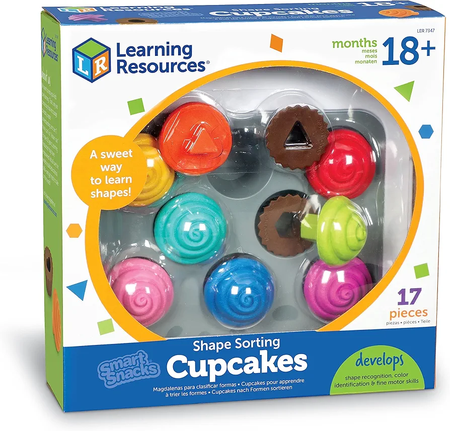 Learning Resources Smart Snacks Shape Sorting Cupcakes,17 Pieces, Ages 18 Months+, Fine Motor, Color & Shape Recognition