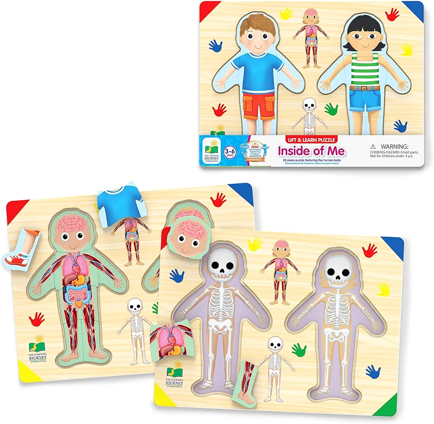 The Learning Journey: Lift & Learn Inside of Me – Human Body Layered 28 Piece Jigsaw Puzzles- Montessori School - Learning Educational Toy for Baby - Kids Ages 3 and Up Non-Toxic & BPA Free