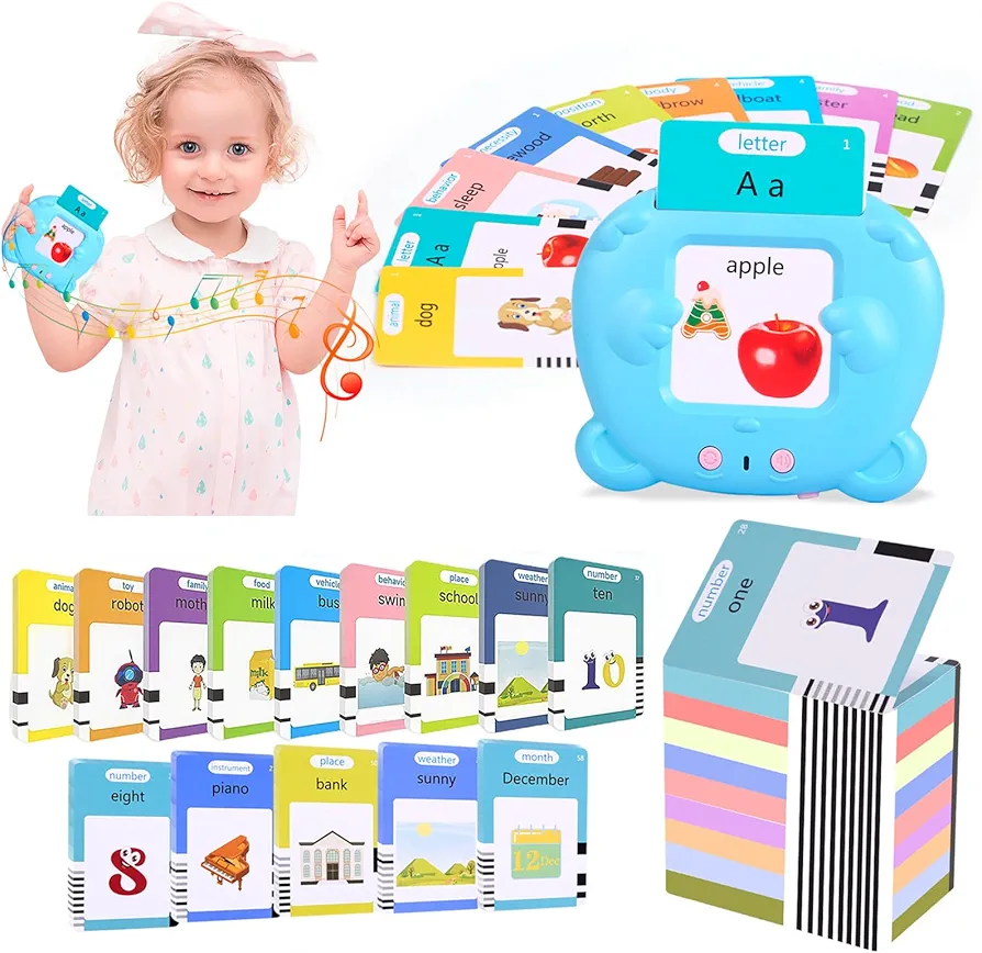 510 Sight Words Toddle Toys for 2 3 4 5 Year Old Boys Girls Montessori Educational Learning Talking Flash Cards ABC Letters/Numbers/Shapes Pocket Speech Autism Sensory Toy Gift for Kids