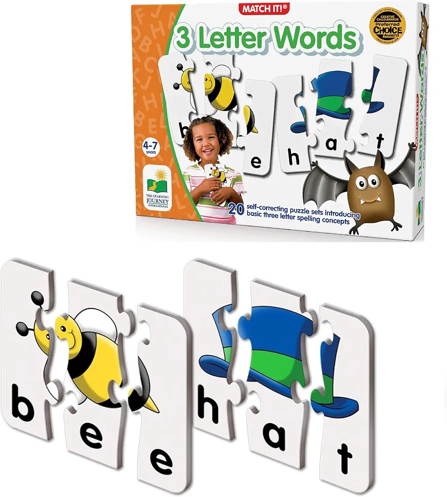 The Learning Journey: Match It! - 3 Letter Words -Spelling Puzzles for Kids Ages 3-5, Learn to Read With Preschool Learning Materials and Learning Games - Award Winning Educational Toys