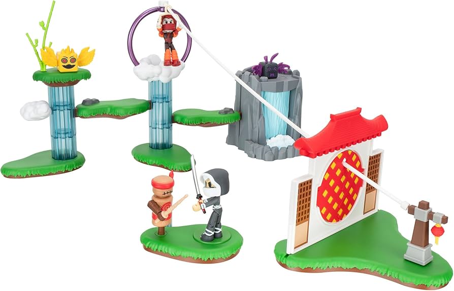 Ninja Legends Valley Playset Action-Packed Playset with Five Interactive Play Zone, Two Figures, Accessories, and Exclusive Virtual Item Code