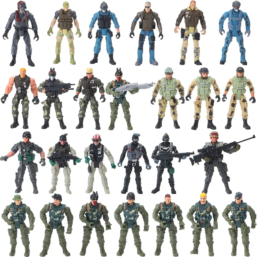 Tuanse 26 Pcs SWAT Team and Military Action Figures Playset With Weapons, Army Toys for Kids Boys Girls