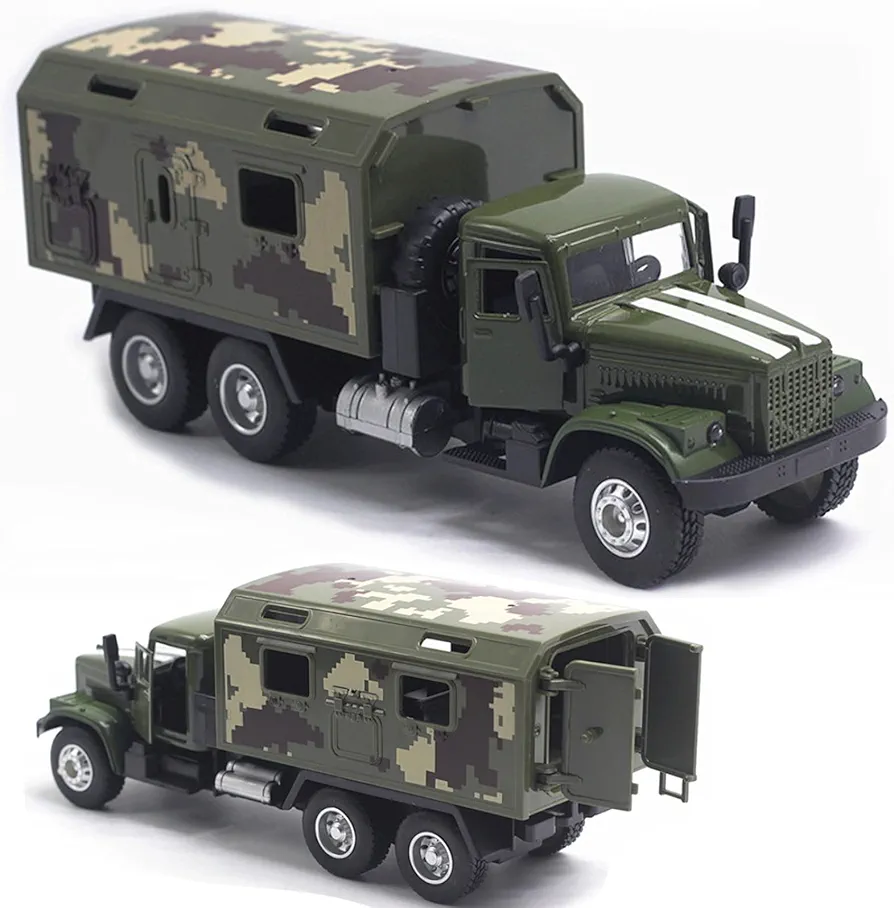 Military Truck Metal Diecast Army Armored for Boys Girls Pull Back Toy Model Car Treatment Transport Vehicle with Lights and Sounds