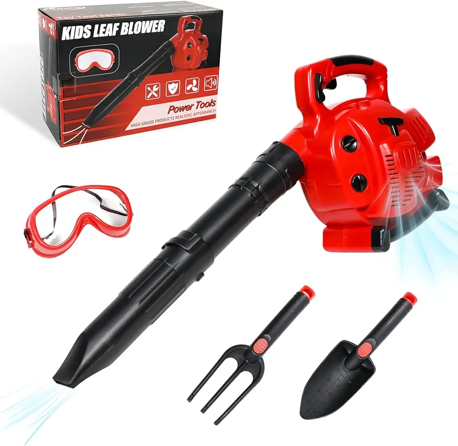 Kids Leaf Blower Toy Tool Pretend Play Series, Toy Leaf Blower for Kids That Really Works, Outdoor Preschool Gardening Kids Tool Toy Set Gift for Boys & Girls