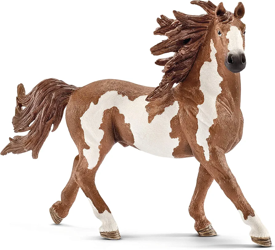 Schleich Farm World, Realistic Animal Toys for Boys and Girls, Pinto Stallion Spotted Horse Figurine, Ages 3+