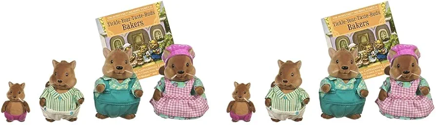 Li'l Woodzeez – Bushytails Squirrel Family – Set of 4 Collectible Posable Squirrel Figures with Storybook – Pretend Play Doll Figures – Gift Toy for Kids Age 3+ (Pack of 2)