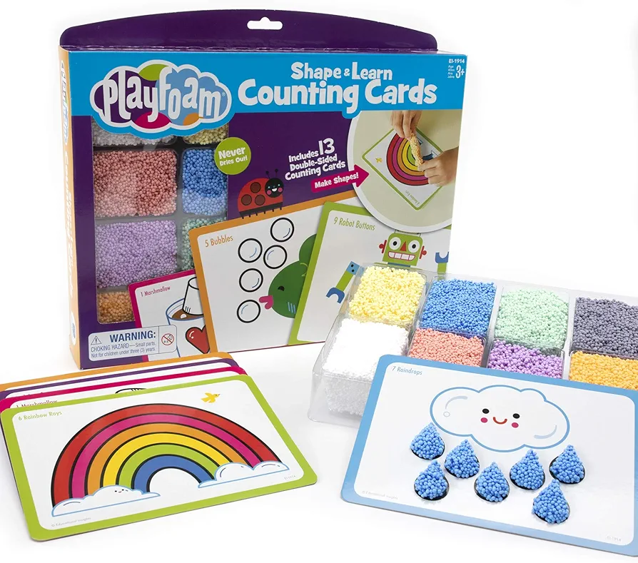 Educational Insights Playfoam Shape & Learn Counting Set, Flash Card Set, Fidget, Sensory Toys, Preschool Kindergarten Classroom Essentials, Ages 3+