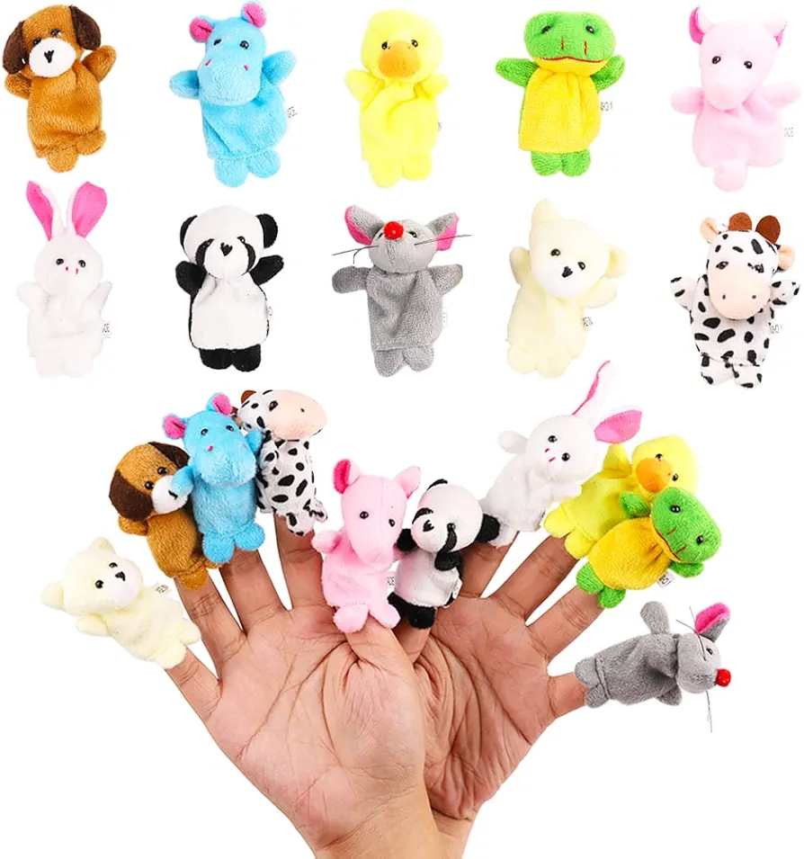 10Pcs Finger Puppets Set - Soft Plush Animals Finger Puppet Toys for Kids, Mini Plush Figures Toy Assortment for Boys & Girls, Party Favors for Shows, Playtime, Schools