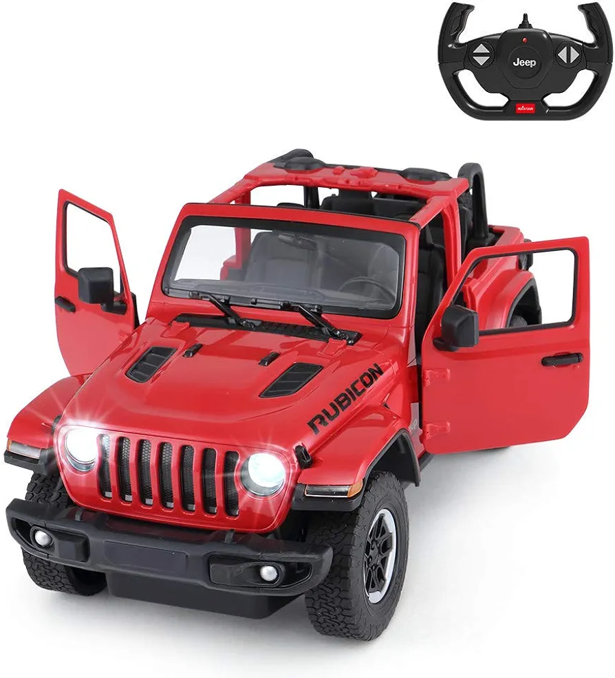 RASTAR Off-Road Remote Control Car, 1:14 Jeep Wrangler JL RC Off-Road Racing Vehicle Toy Car for Kids Adults, Spring suspension/Door Open, 2.4Ghz RED