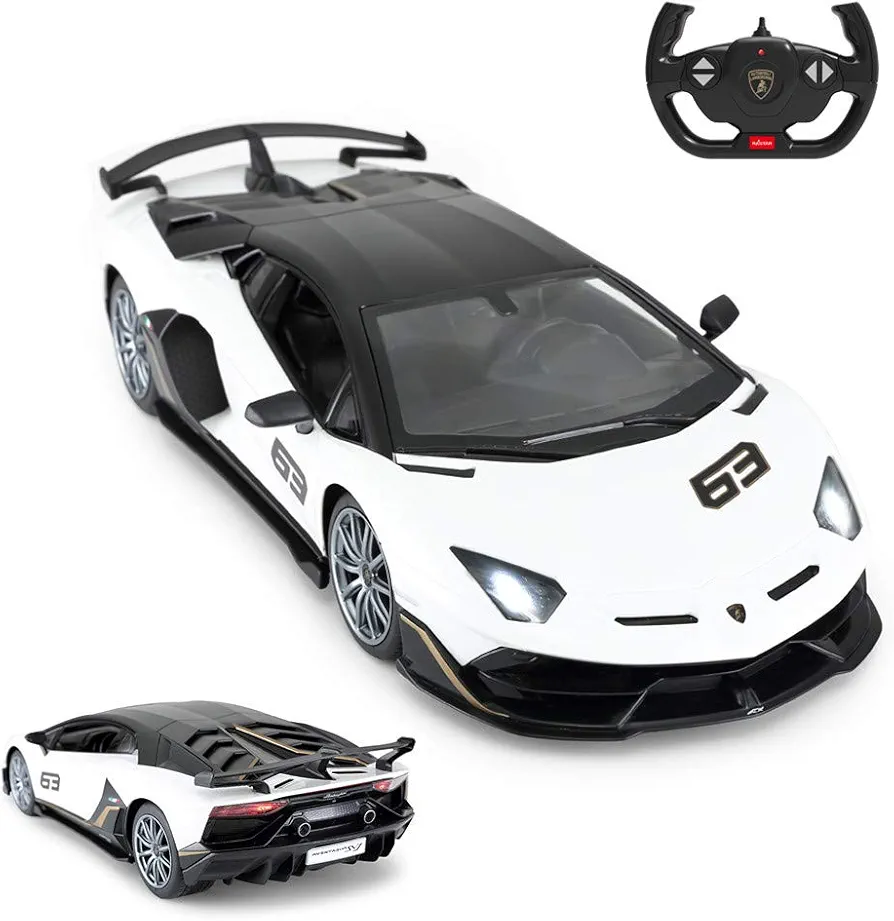 RASTAR Toy Lamborghini Car 1:14 Lamborghini Aventador SVJ Remote Control Model Car, Super RC Sport Racing Car for Kids Boys Gifts, 2.4GHz / White