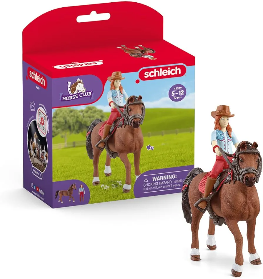 Schleich Horse Club, Horse Toys for Girls and Boys, Hannah and Cayenne with Rider and Horse Toy, Ages 5+