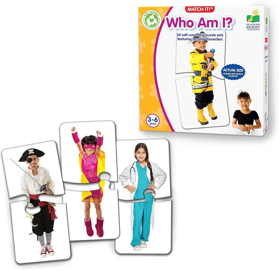 Learning Journey International Match It! - Who Am I? - Self-Correcting Matching Puzzle Set, Multicolor