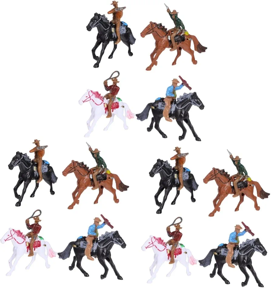 VICASKY 12 Pcs Cowboy Riding Model Horse Toys Figurines Toys Desktop Toys Toy Wagon Playset Farm Accessory Miniature Kit Miniature Figurines Riding Figures Toys Model Toy Cake Toy Plastic