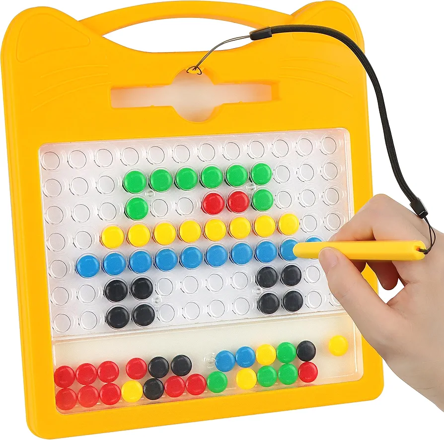 Magnetic Drawing Board for Kids & Toddlers, Colourful Doodle Board with Magnetic Pen and Magnetic Beads, Kids Toy Stocking Stuffers for Kids Travel Toys Toddler Toys 2-3 3-5