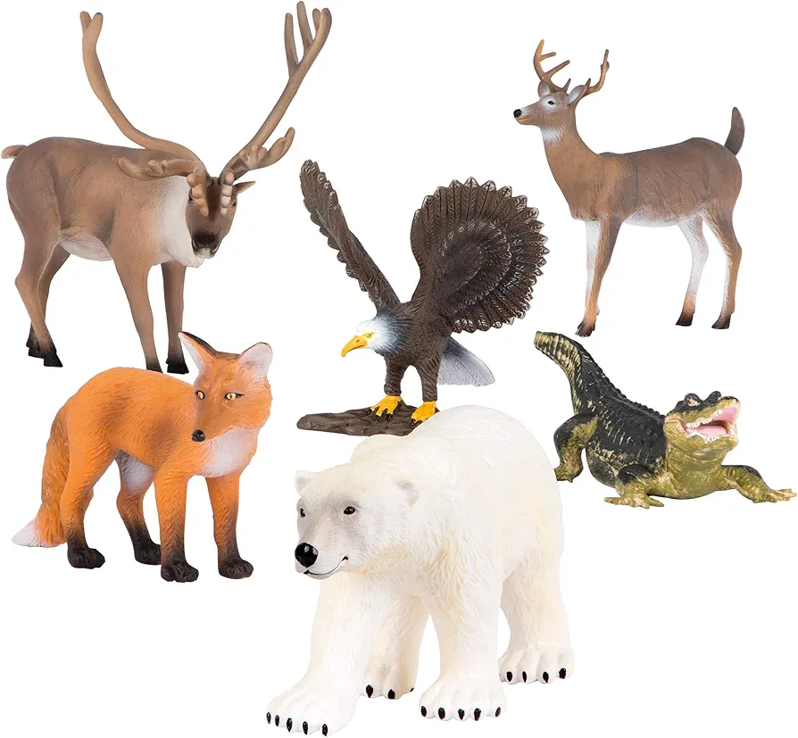 Terra by Battat – North American Animals Set – Realistic Animal Toys with Polar Bear Toy for Kids 3+ (6 pc)