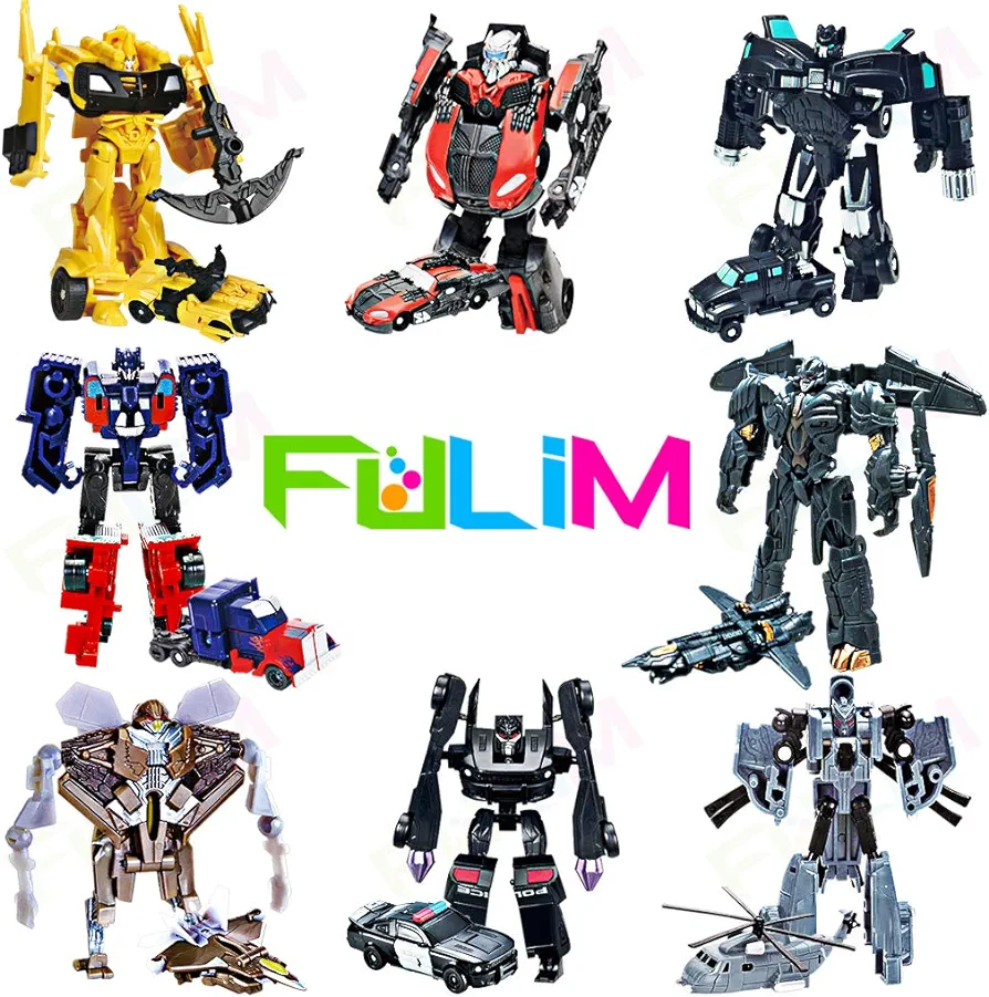 8 Pcs Mini Car Robot Toys, 3.5-inch Small Hero Action Figures, Birthday Favors Toys for Kids age 5 and up.