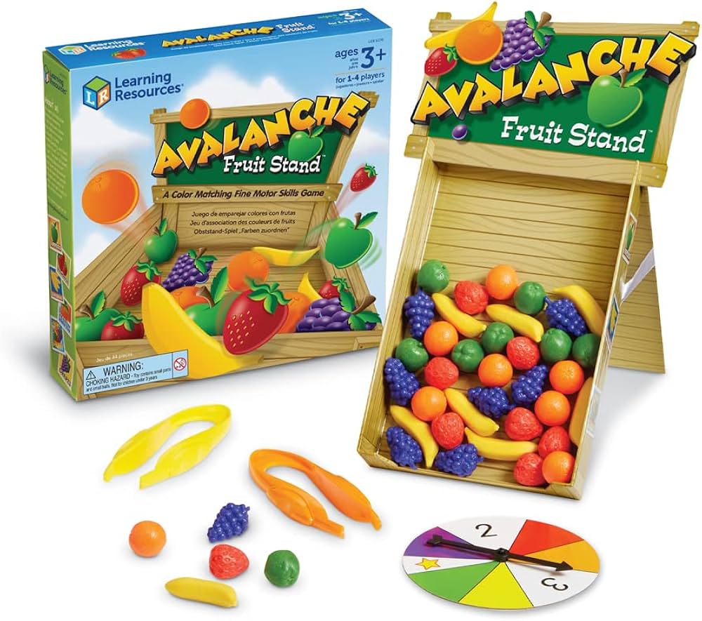 Learning Resources Avalanche Fruit Stand - 42 Pieces, Ages 3+ Toddler Learning Toys, Fine Motor/Grip Game, Develops Color Matching Skills, Preschool Toys