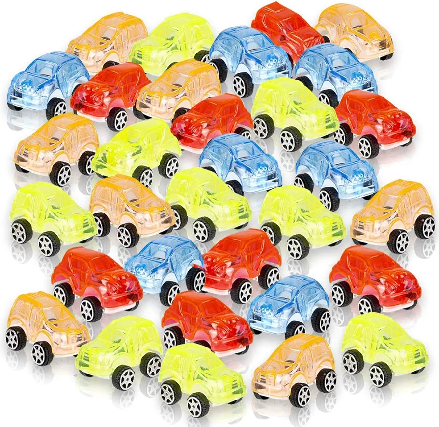 ArtCreativity Mini Transparent Action Cars for Kids, Set of 24, Miniature Racers in Assorted Colors, Birthday Party Favors, Goodie Bag Fillers, Small Carnival and Contest Prize for Boys and Girls