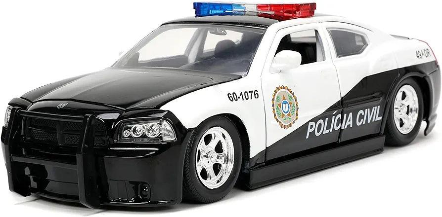 Fast & Furious 1:24 2006 Dodge Charger Police Car Die-Cast Car, Toys for Kids and Adults