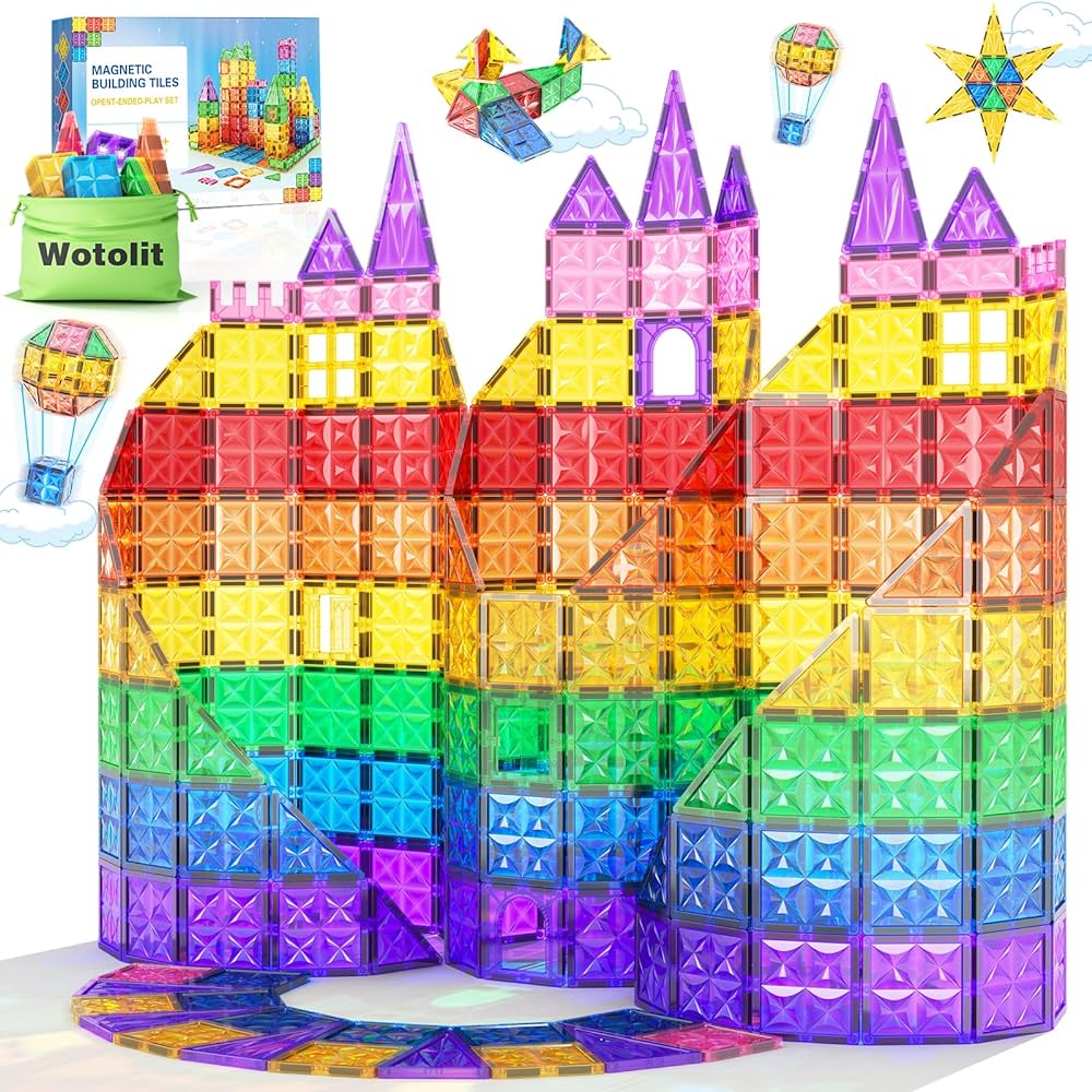 Magnetic Tiles Kids Toys Christmas STEM Magnet Toys for Toddler Magnetic Blocks Building Toys Preschool Learning Sensory Montessori Toys for 3+ Year Old Boys and Girls Beginner Set