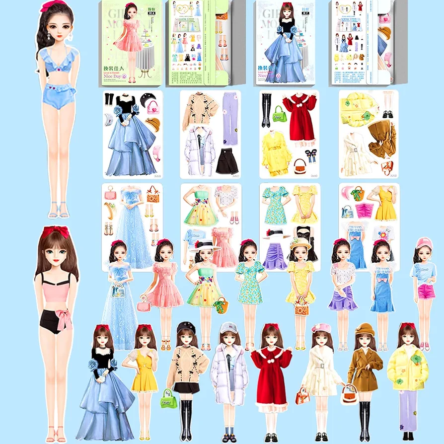 Magnetic Dress Up Dolls, Magnetic Doll Dress Up Kits Magnetic Paper Dolls Pretend Play Set for Girls Ages 4 Years and Up Kids Travel Activities Road Trip Car Ride Interactive Learning Imagine Gift