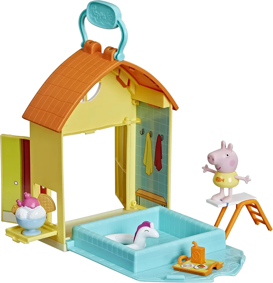 Peppa Pig Peppa’s Adventures Peppa’s Swimming Pool Playset Preschool Toy, Includes 1 Figure and 4 Accessories, Ages 3 and Up