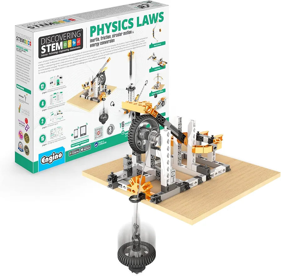 Engino- STEM Toys, Physics Laws: Inertia, Friction, Circular Motion, Construction Toys for Kids 9+, Educational Toys, Gifts for Boys & Girls (6 Model Options)