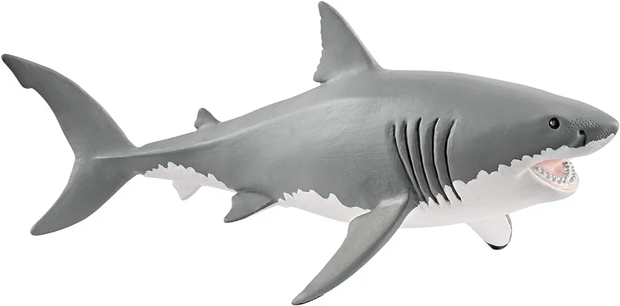 Schleich Wild Life Realistic Great White Shark Figurine - Durable and Educational Ocean Shark Animal Figurine Toy for Play and Imagination for Boys and Girls, Gift for Kids Ages 3+