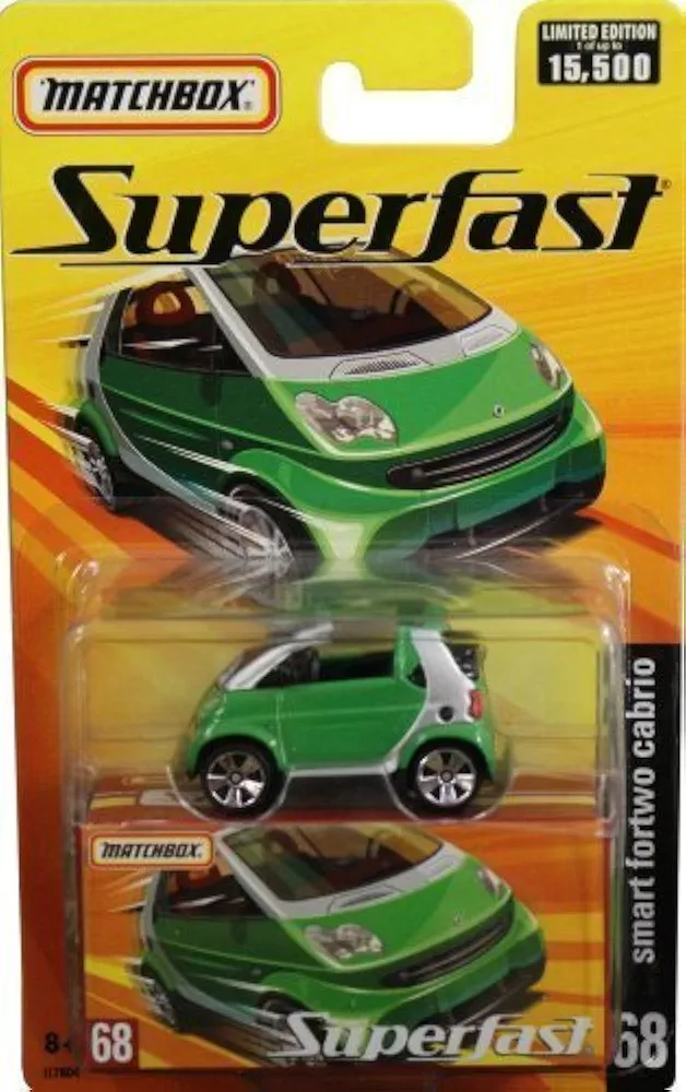 2005 Matchbox Superfast Smart Fortwo Cabrio Green/Silver #68 by Matchbox