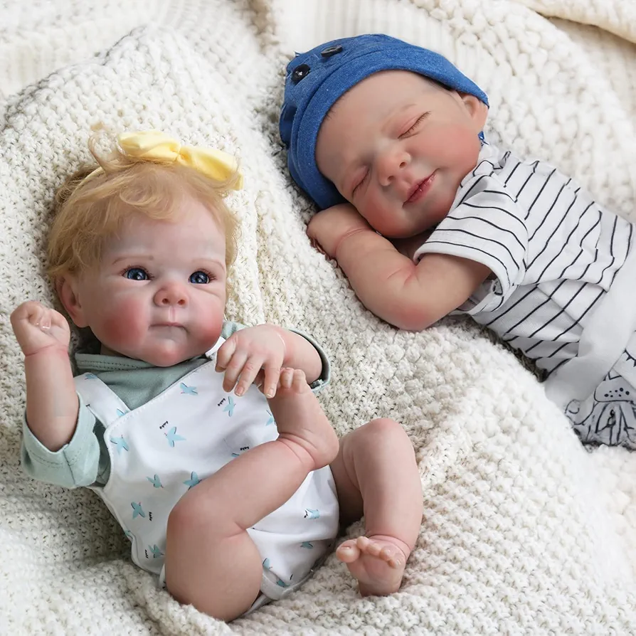 WOOROY Bundle of Realistic Reborn Baby Dolls 18'' Girl and 18''Boy