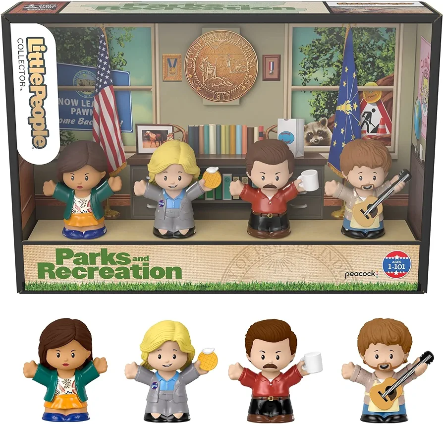 Little People Collector Parks and Recreation TV Show Special Edition Figure Set for Adults & Fans in Display Box