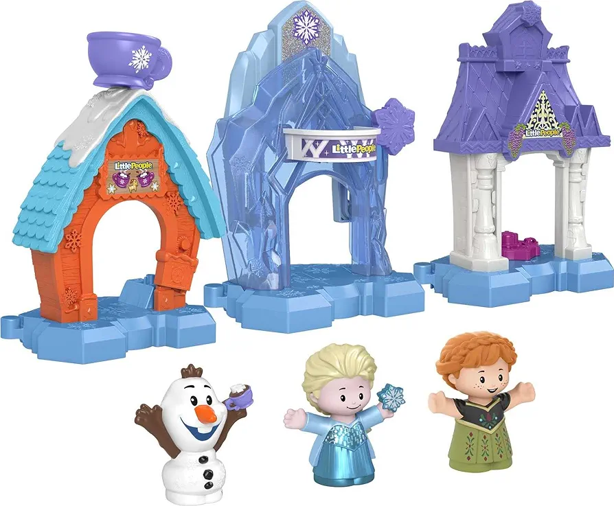 Fisher-Price Little People​ Toddler Toys Disney Frozen Snowflake Village Playset with Anna Elsa & Olaf for Ages 18+ Months​