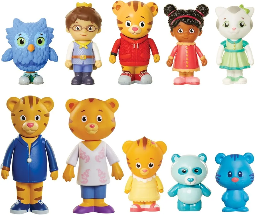 Daniel Tiger's Neighborhood Friends & Family Figure Set (10 Pack) Includes: Daniel, Friends, Dad & Mom Tiger, Tigey & Exclusive Figure Pandy [Amazon Exclusive]