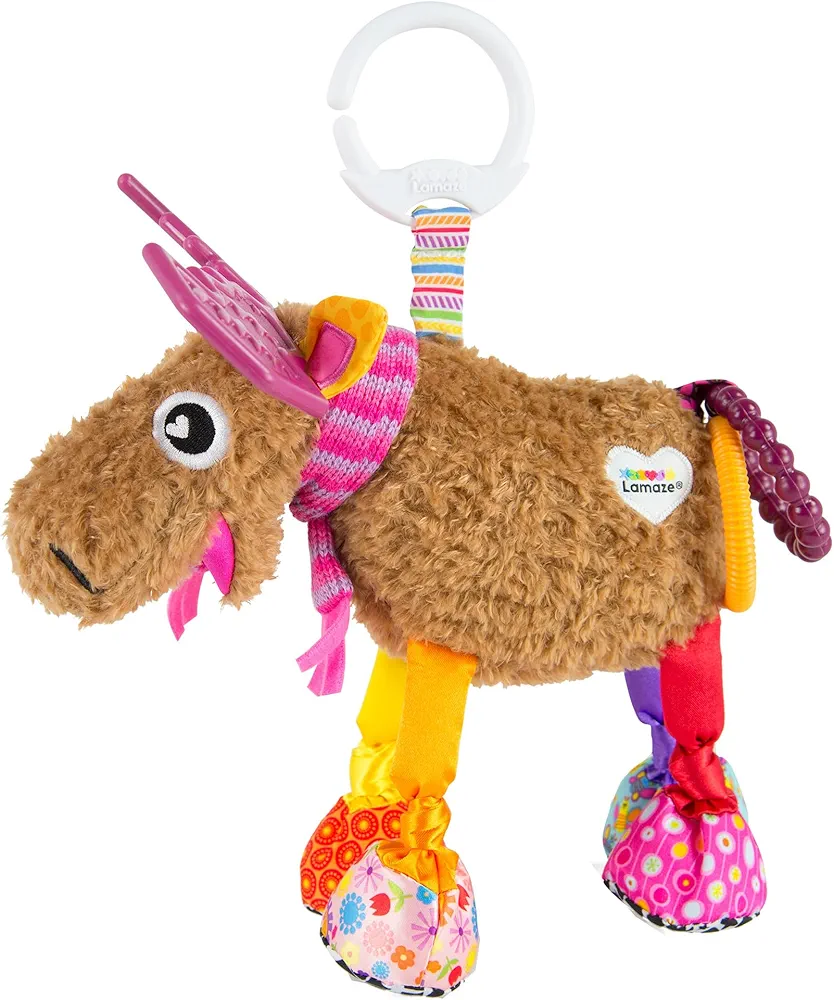 Lamaze Muffin the Moose Clip On Car Seat and Stroller Toy - Soft Baby Hanging Toys - Baby Crinkle Toys with High Contrast Colors - Baby Travel Toys Ages 0 Months and Up