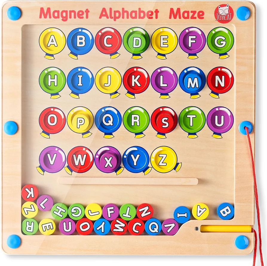 Magnetic Alphabet Maze Board, Montessori Learning Toys & Color Sorting Toys, Color Puzzles, ABC Alphabet Magnets Fine Motor Skills Toy for 3 4 5 Year Old Kids