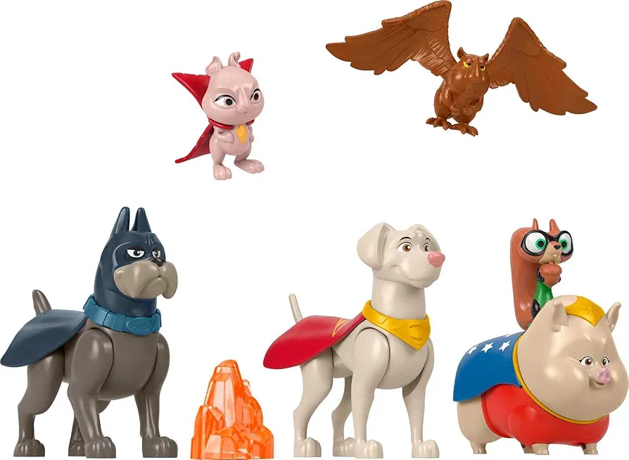 Fisher-Price DC League of Super-Pets Preschool Toys Figure Multipack, Krypto Ace PB Chip Pigasus & Lulu for Pretend Play Kids Ages 3+ Years