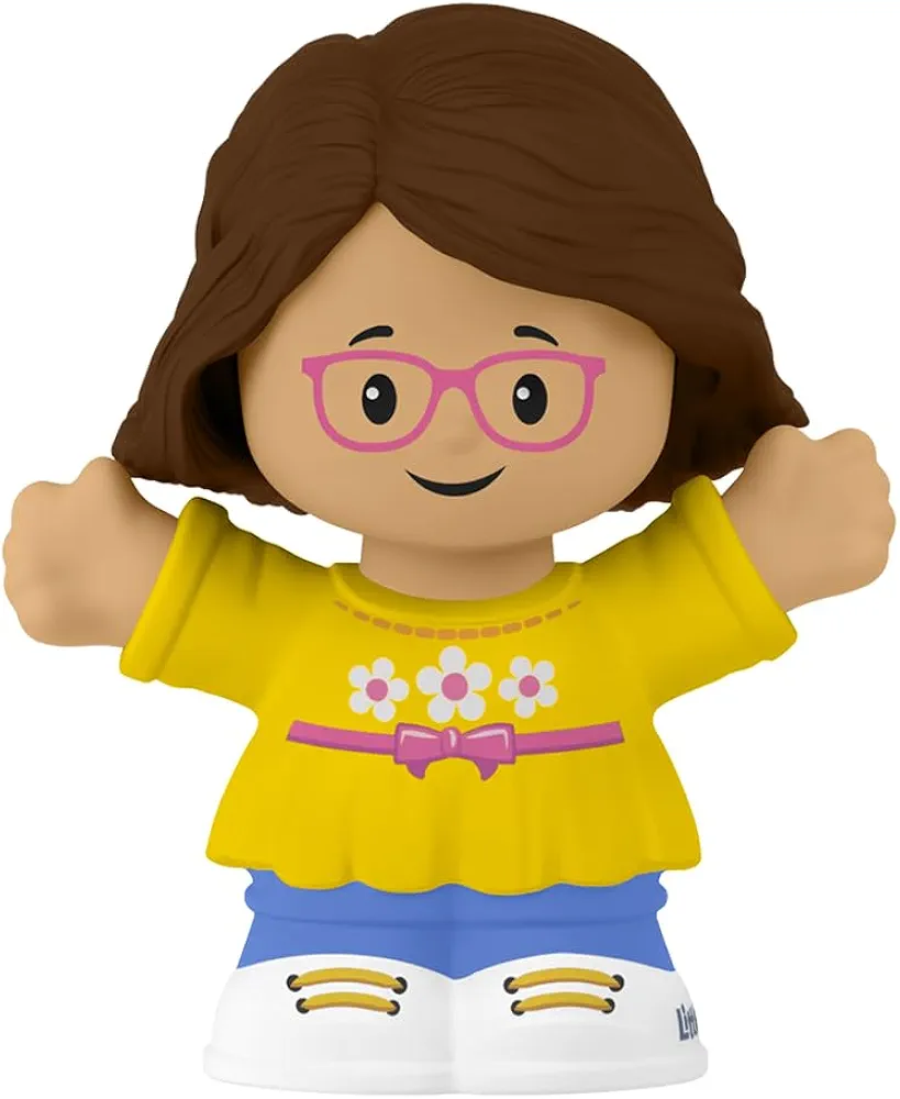 Little People Replacement Part for Fisher-Price Toddler Dollhouse Playground Figure Playset - HXH06 - Young Girl with Brown Hair Wearing Glasses