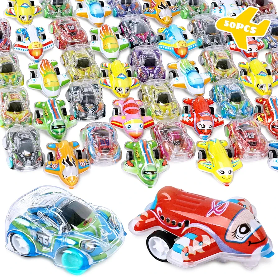 Shindel 50PCS Mini Pull Back Toys, Pull Back Cars and Airplanes Party Favors for Kids Small Racing Cars for Classroom Rewards Stocking Goodie Bag Stuffers Birthday Party