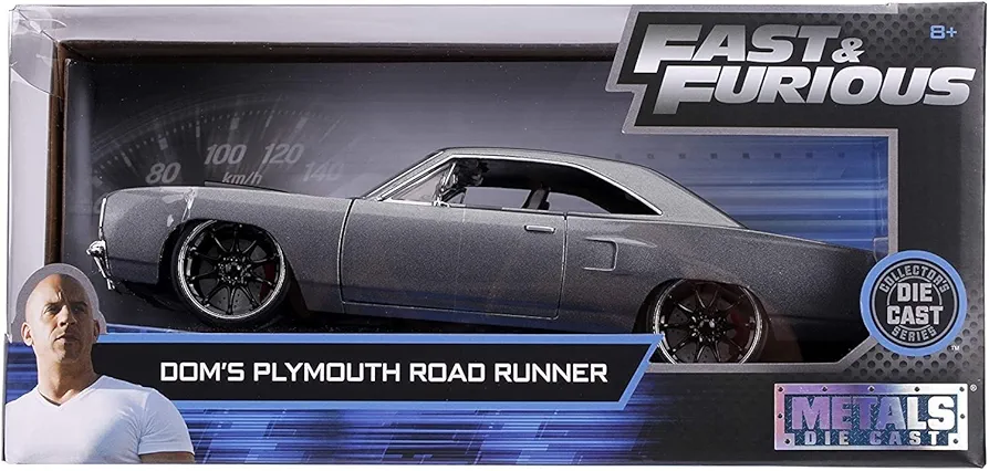 Fast & Furious 1:24 Dom's 1970 Plymouth Roadrunner Die-cast Car, Toys for Kids and Adults