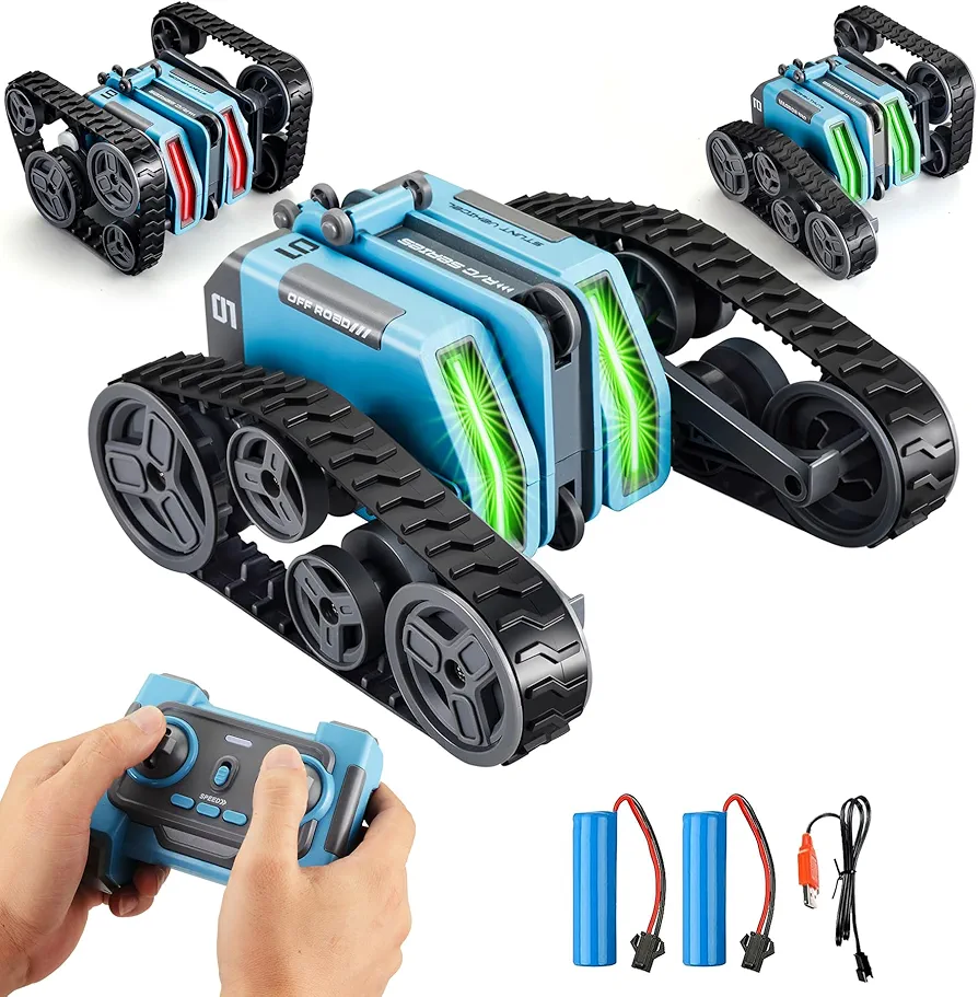 Remote Control Car RC Cars, RC Crawler Mini Car Toy Remote Controlled Double-Sided Tracked with 2 Batteries,360° Rotating High Speed RC Stunt Car Toy Gifts Age 6-12 for Xmas Birthday