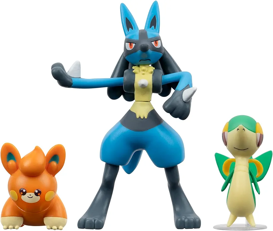 Pokémon Battle Figure 3 Pack - Features 2-Inch Snivy and Pawmi and 3-Inch Lucario Battle Figures