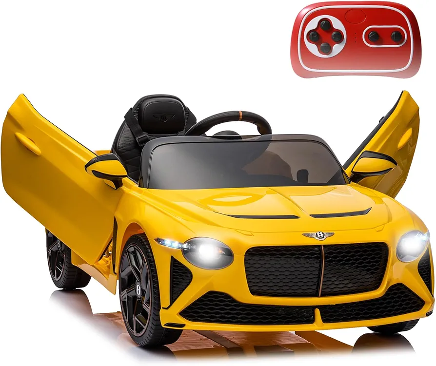 Licensed Bentley Bacalar Electric Car for Kids, 12V Ride on Car with Parent Remote Control, Battery Powered Ride On Toys Car, Adjustable Speed,Horn,Music&LED Lights(Orange)