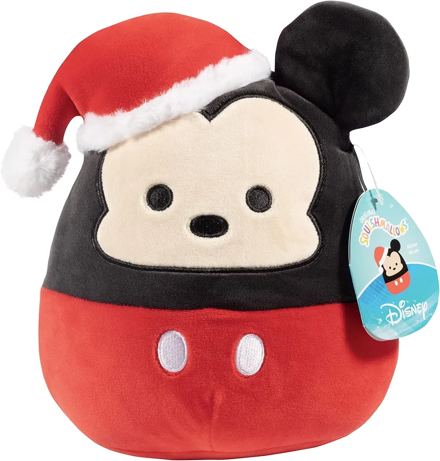 Squishmallows Original 8-Inch Santa Mickey Mouse - Official Jazwares Christmas Plush - Collectible Soft & Squishy Disney Stuffed Animal Toy - Gift for Kids, Girls & Boys