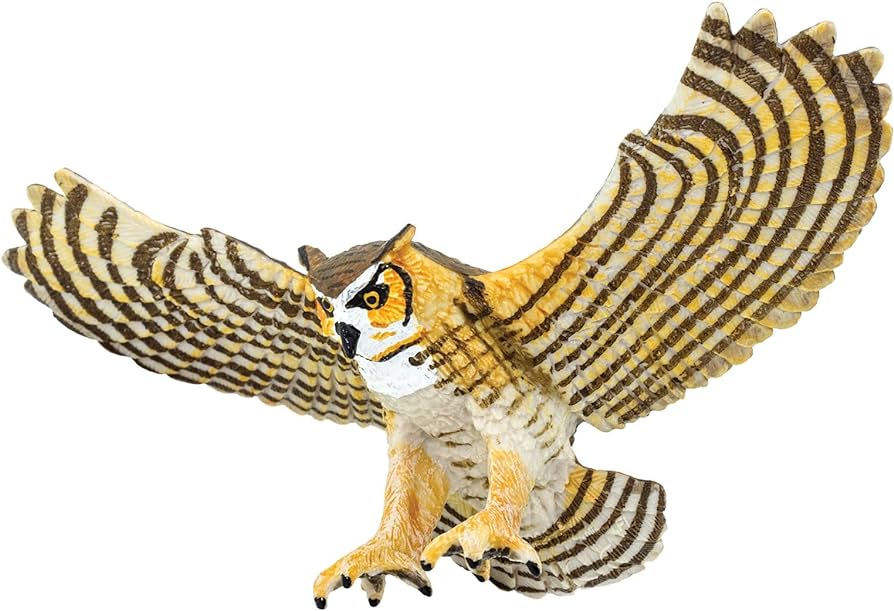 Safari Ltd. Great Horned Owl Figurine - Detailed 5.5" Plastic Model Figure - Fun Educational Play Toy for Boys, Girls & Kids Ages 3+