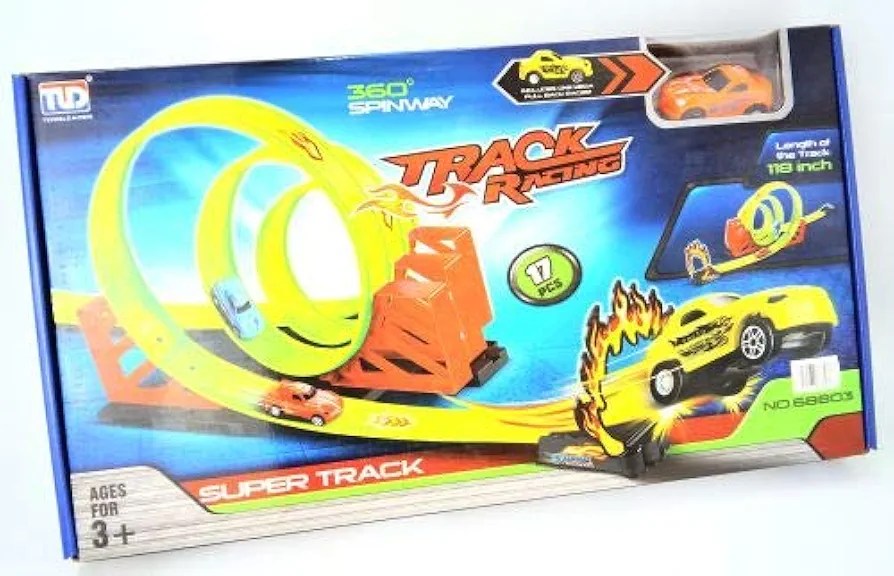 Triple Loop Hot Car Wheels Track with Pull Back Car