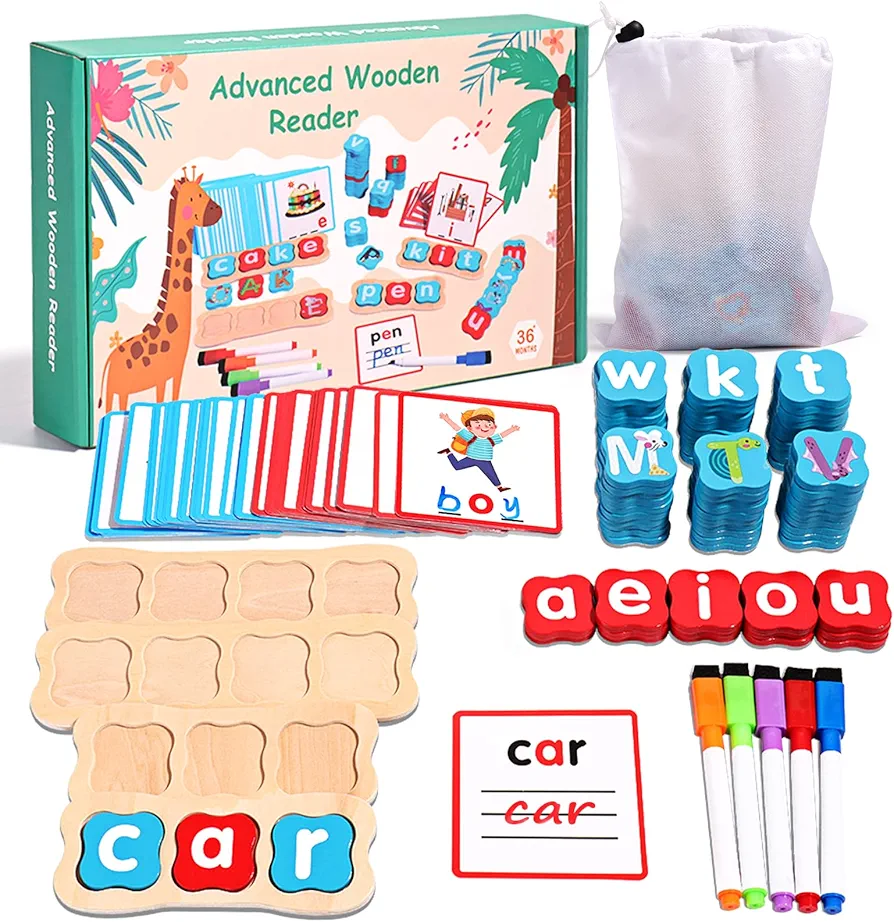 CVC Word Games 143pcs Flashcard CVC Word Reading Spelling Games Easter Basket Stuffer Montessori Educational Toy Easter Gifts for Kids 2 3 4 5+ Years Old