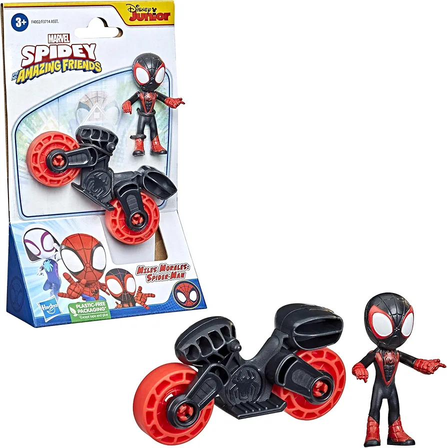 Marvel Spidey and His Amazing Friends 2.5" Miles with Motorcycle Figure Set